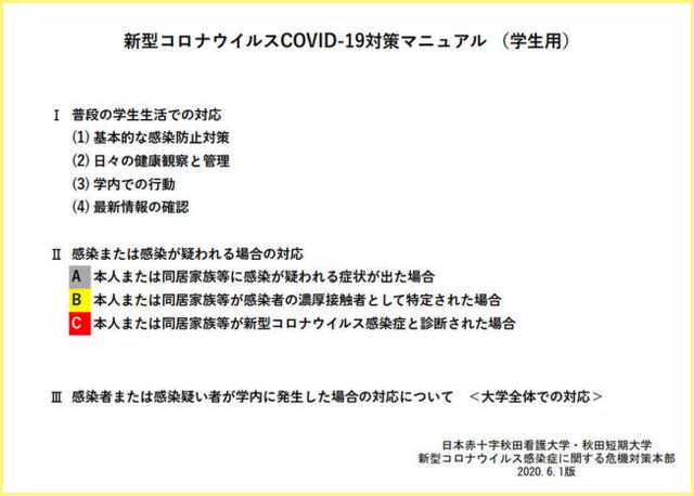 新型コロナウイルスCOVID-19対策マニュアル （学生用）6月1日版