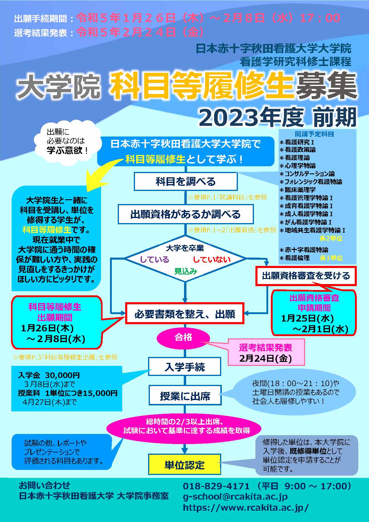 大学院科目等履修生募集チラシ